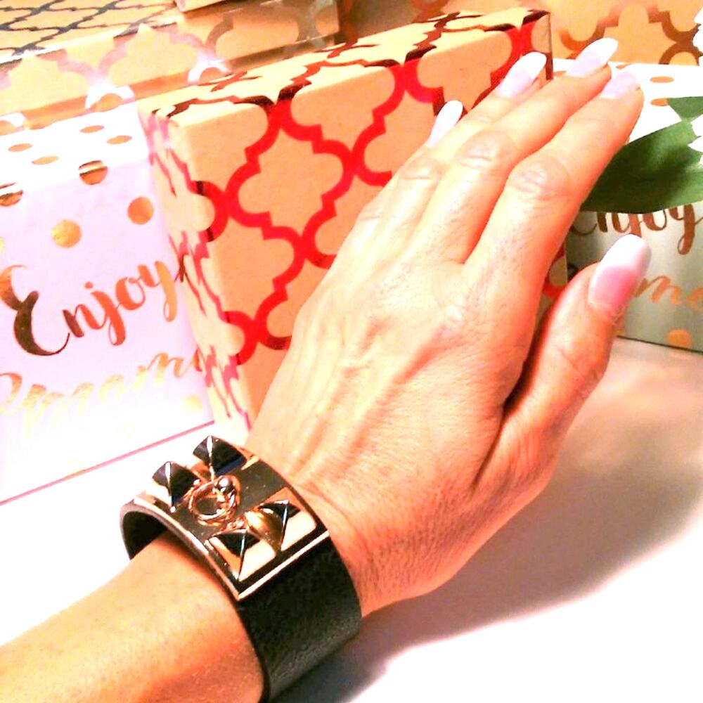 Moto Cuff Bracelet Celebrity Look Fashion Spike Runway Goth City Chic Chunky NEW